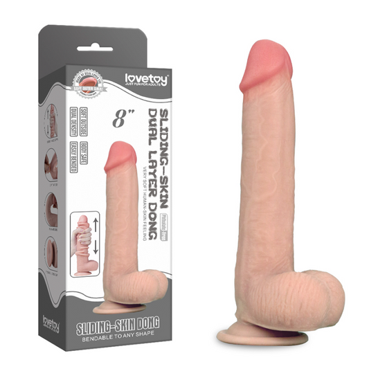 DILDO SLIDING SKIN DUAL LAYER DONG 8"